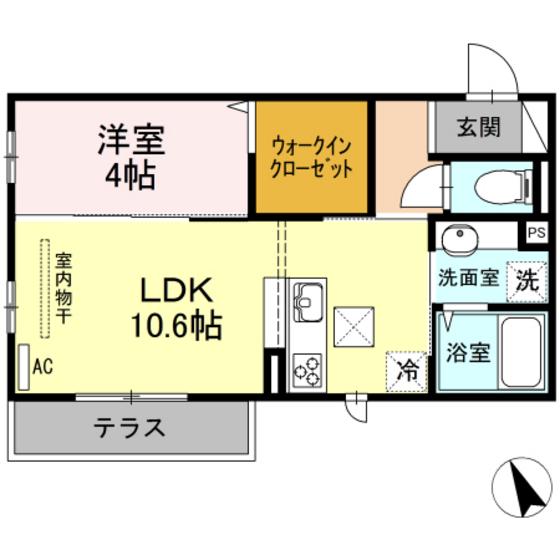 セジュール長居 F(1LDK/1階)の間取り写真