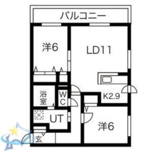 シャトーアネックス(2LDK/1階)の間取り写真