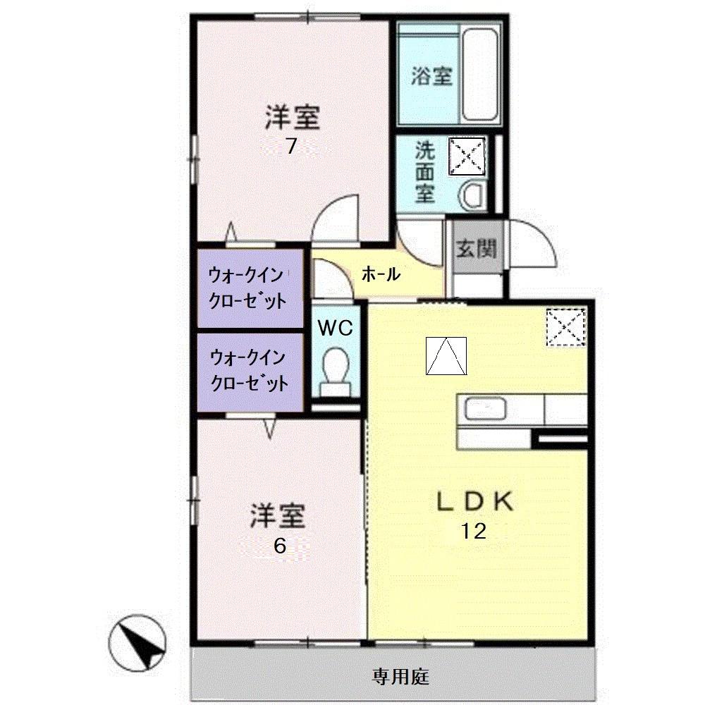 トータスモア伍番館(2LDK/1階)の間取り写真