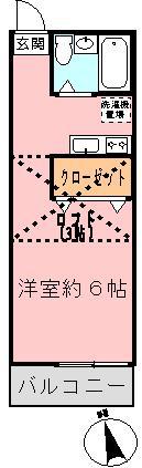 ハイム都III(1K/1階)の間取り写真