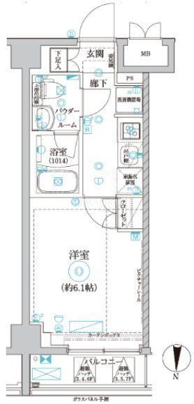 CION YOKOHAMA YAMATE(1K/6階)の間取り写真