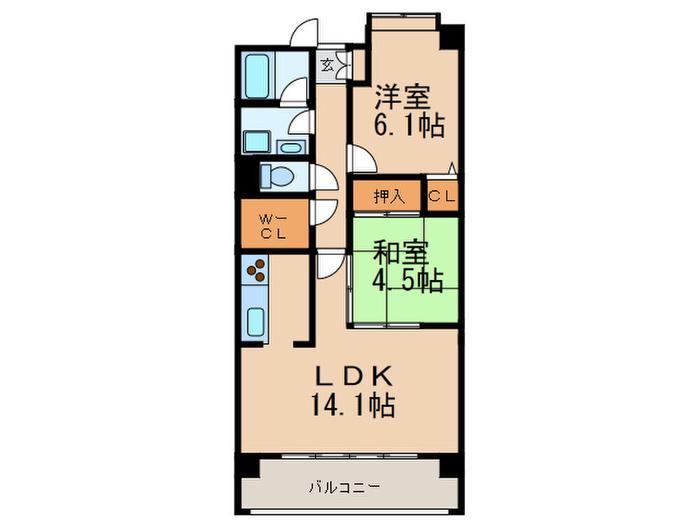 セピアコート博多南(2LDK/5階)の間取り写真