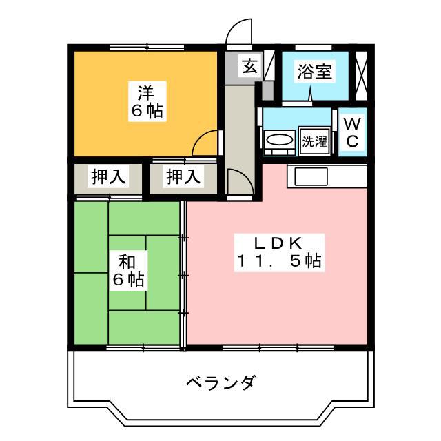 マリークレウェン(2LDK/1階)の間取り写真