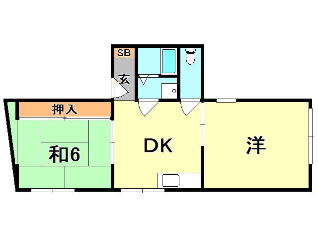 中山手サンクレバー(2DK/2階)の間取り写真