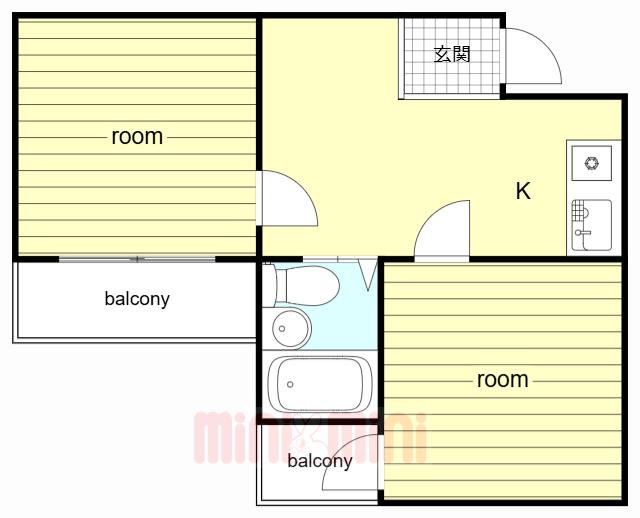 アメニティ東神戸3番館(2K/1階)の間取り写真