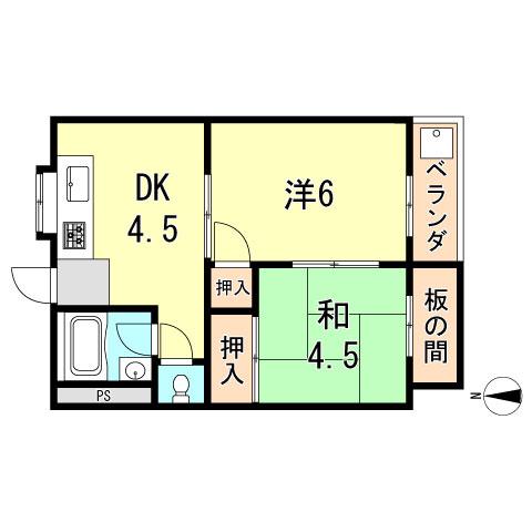 片山マンション(2DK/2階)の間取り写真