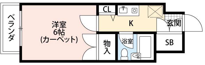 エトワール福島第3(1K/11階)の間取り写真