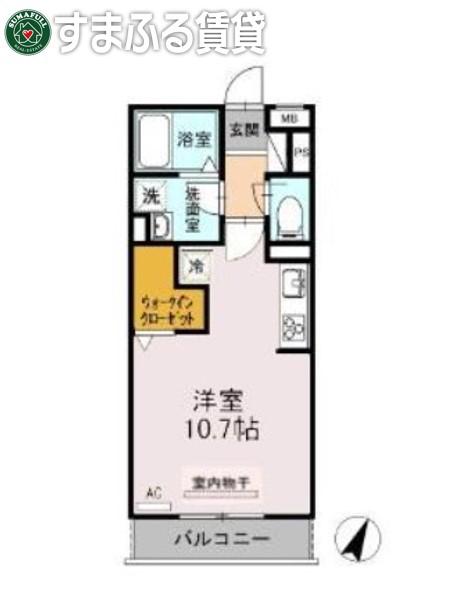 スカイハウス(ワンルーム/3階)の間取り写真