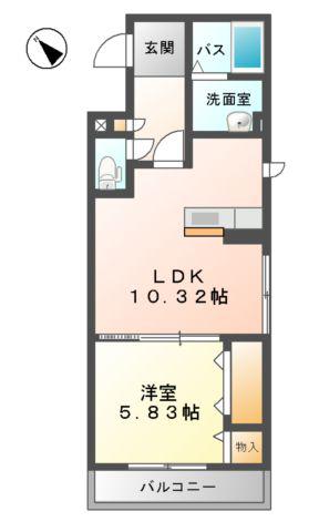 セピアディアコート B棟(1LDK/2階)の間取り写真