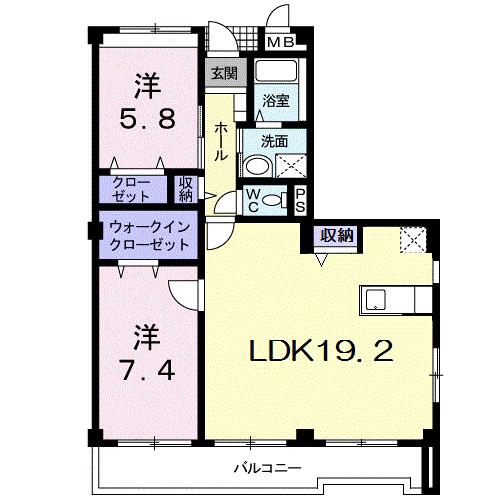 ブリーゼ(2LDK/2階)の間取り写真