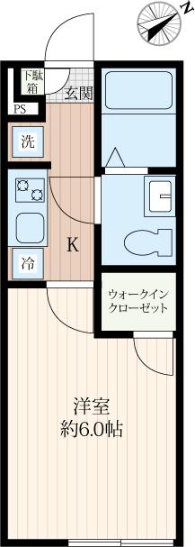グランメゾン八千代台イースト(1K/2階)の間取り写真