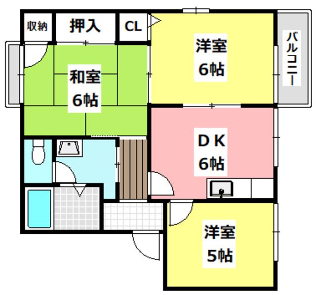 クレール摂津(3DK/1階)の間取り写真