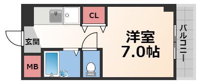 ノアーズアーク長田21(1K/4階)の間取り写真