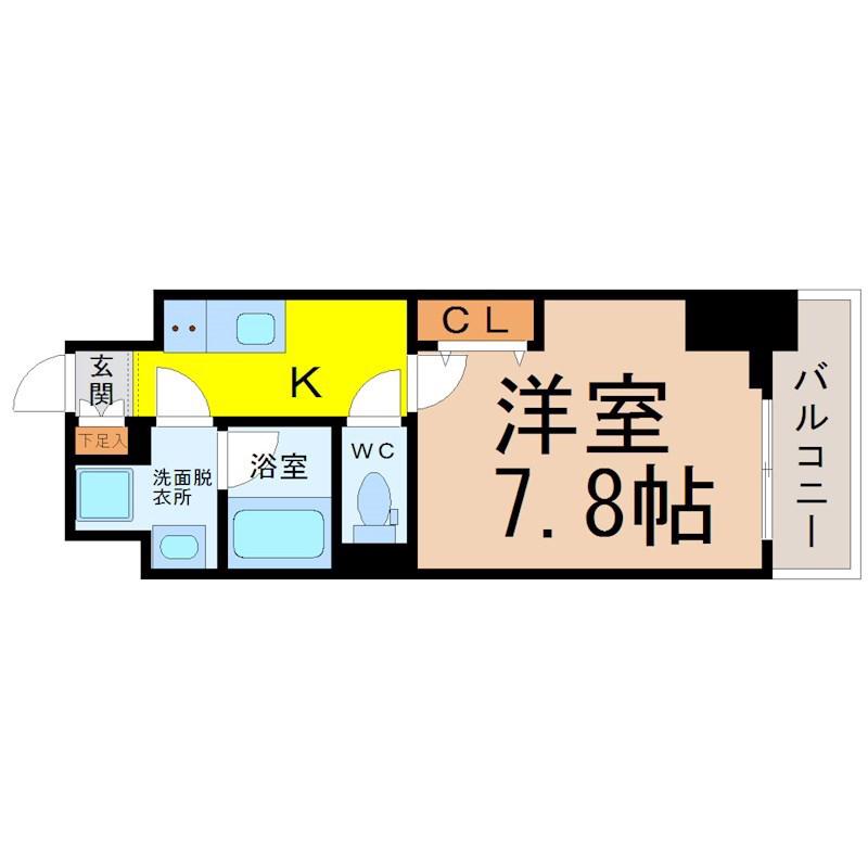 ウエストIN上前津(1K/11階)の間取り写真