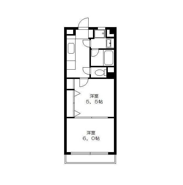 ドエリング東戸塚(2K/4階)の間取り写真