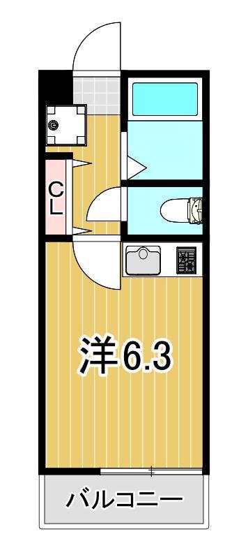 DINO(ワンルーム/3階)の間取り写真