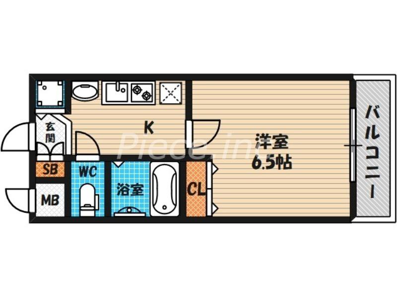 エスライズ・梅田東(1K/2階)の間取り写真