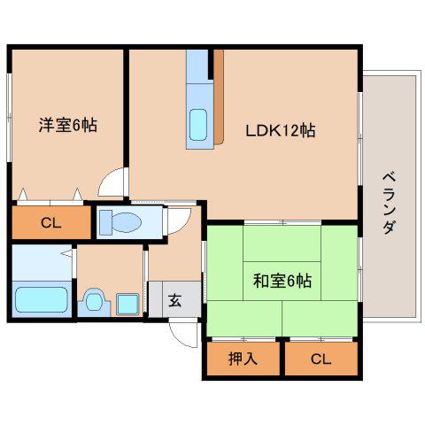 エフメゾンB(2LDK/2階)の間取り写真