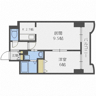 ティアラN5(1LDK/6階)の間取り写真