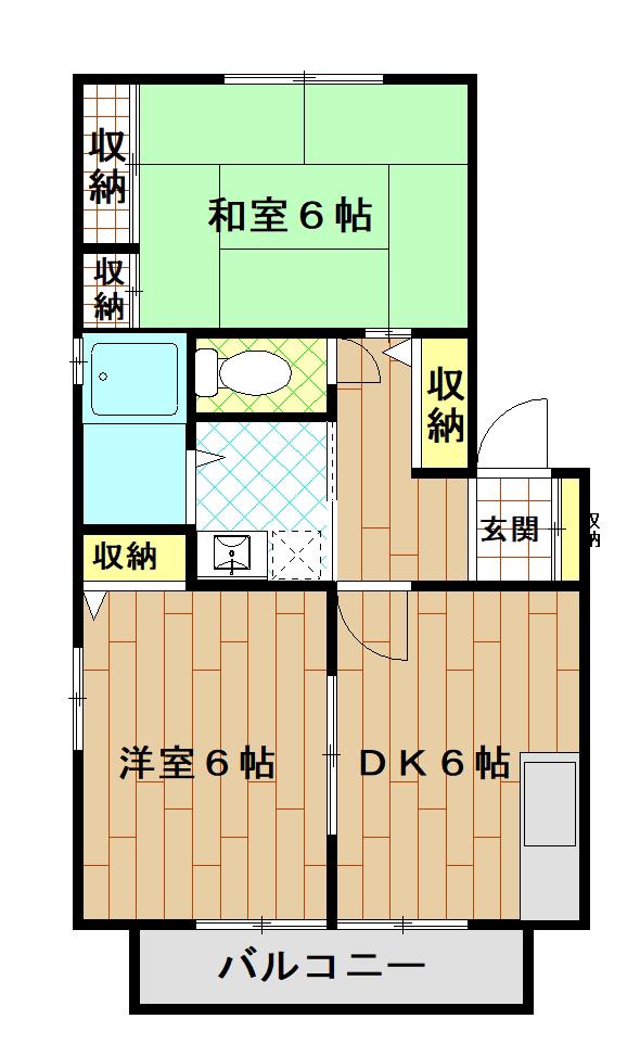 サニーハイツ栗原A(2DK/1階)の間取り写真