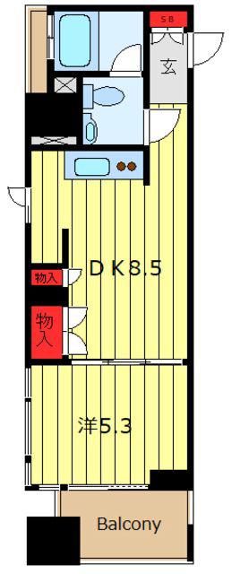 プロスペクトKALON三ノ輪(1DK/3階)の間取り写真