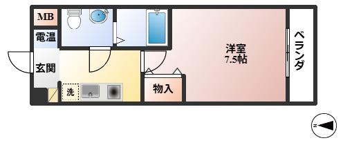 アメリ南桜塚(1K/3階)の間取り写真