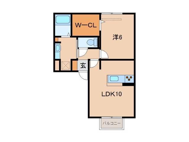 D-ROOMアールヒルズ(1LDK/2階)の間取り写真