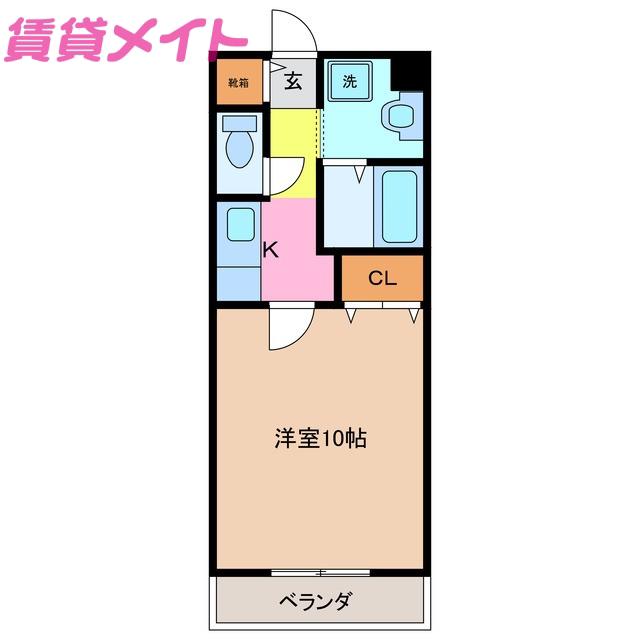 亀山マンションA棟(1K/3階)の間取り写真
