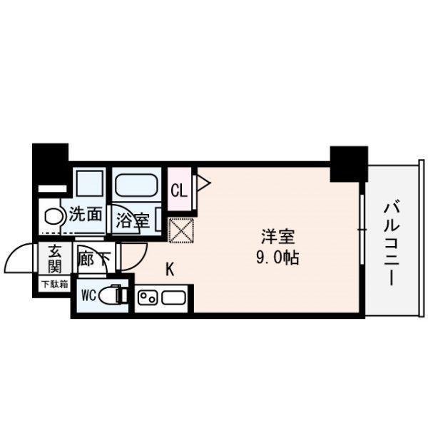 メゾン田中ー平野(1K/8階)の間取り写真