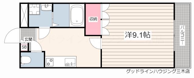 ベルメゾンS(1K/1階)の間取り写真