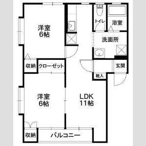 ルシアC(2LDK/1階)の間取り写真