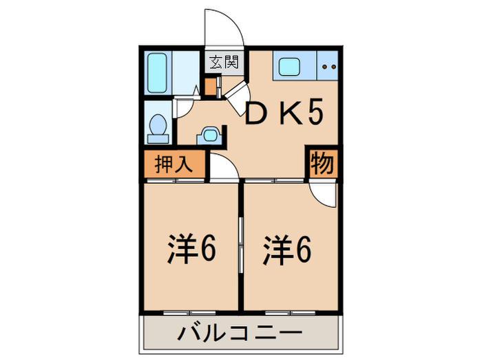 ソフィアハイツC棟(2DK/1階)の間取り写真