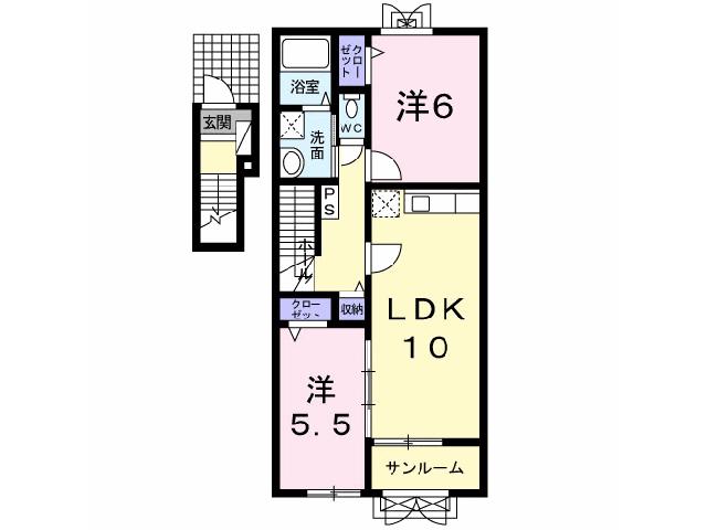 ノースパークベル(2LDK/2階)の間取り写真