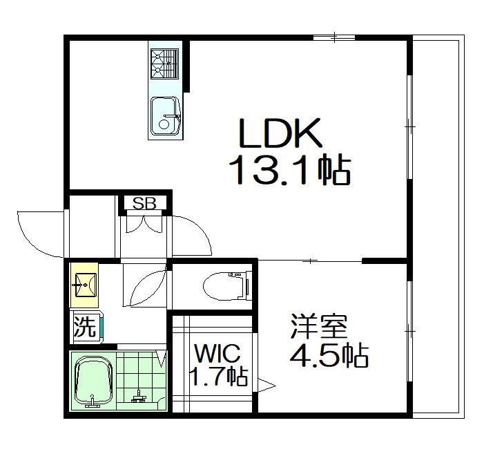RESIDENCE KOTOBUKI(1LDK/3階)の間取り写真