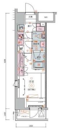 リヴシティ日暮里(1K/3階)の間取り写真