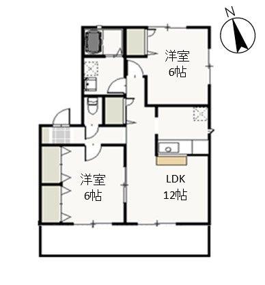 ヴィンテージツインB(2LDK/1階)の間取り写真