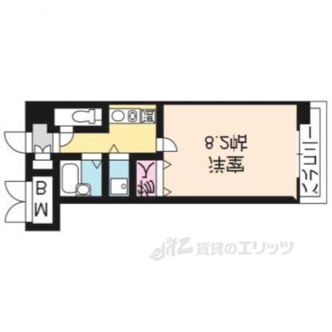 パレット四条(1K/6階)の間取り写真