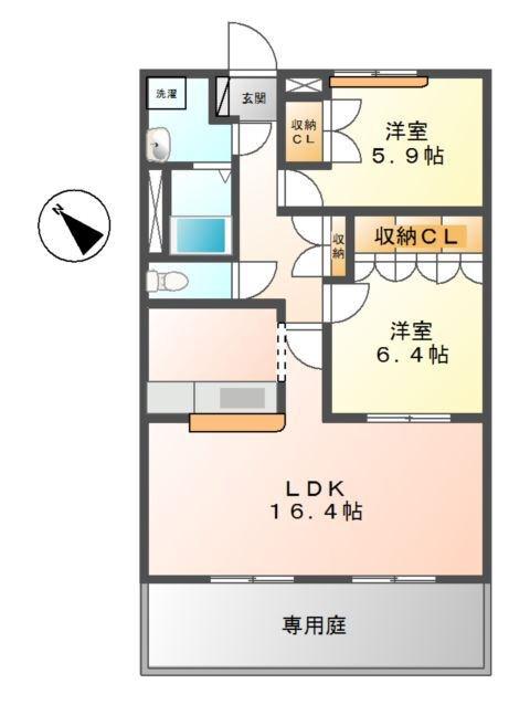 サンフラッシュ(2LDK/1階)の間取り写真