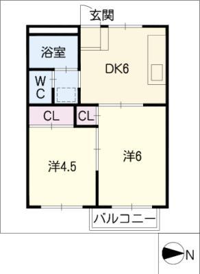 斉木アパート(2DK/2階)の間取り写真
