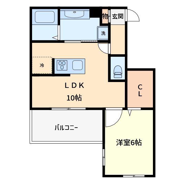 オルテンシア別所(1LDK/2階)の間取り写真