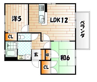 フルール・メゾン(2LDK/2階)の間取り写真