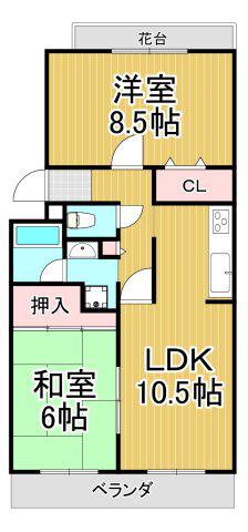 エバーグレイス西宮1(2LDK/1階)の間取り写真