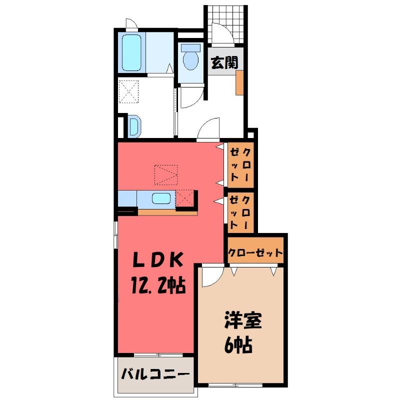 ベネット ハウスP(1LDK/1階)の間取り写真