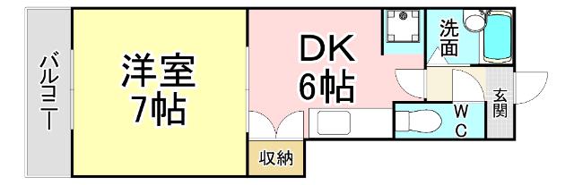 グランド アイ 小倉(1DK/2階)の間取り写真