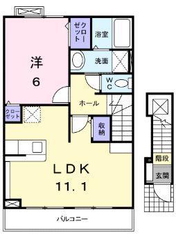 シャレオ(1LDK/2階)の間取り写真