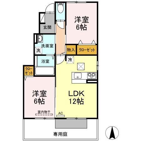 エントピアII(2LDK/1階)の間取り写真