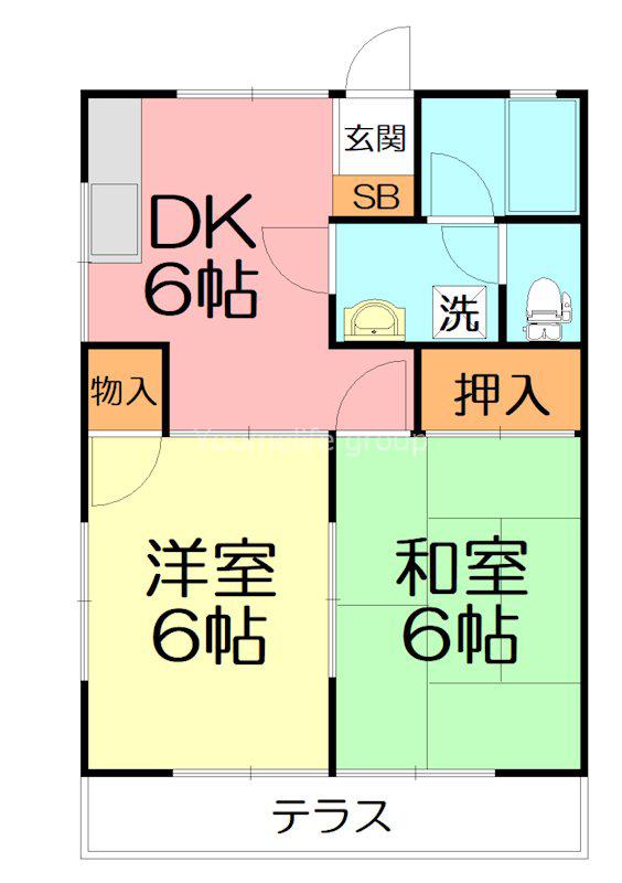 メゾン片倉(2DK/1階)の間取り写真