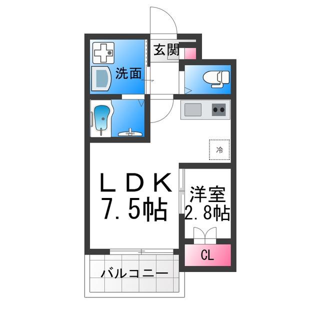賑町シーエム・ディス(1LDK/1階)の間取り写真