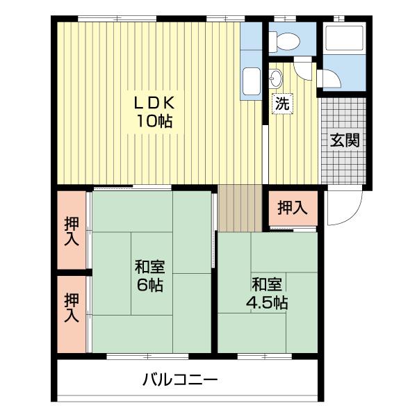 戸根マンション(2LDK/1階)の間取り写真