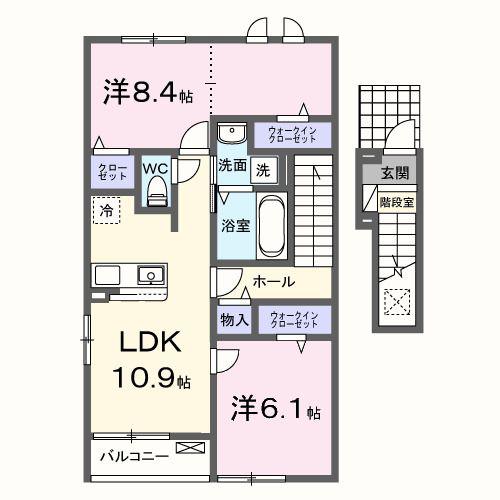 上飯田4丁目アパート(2LDK/2階)の間取り写真